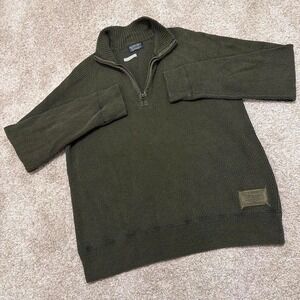 Polo Jeans Co. Ralph Lauren Quarter-Zip Military Sweater | Olive Green | Large